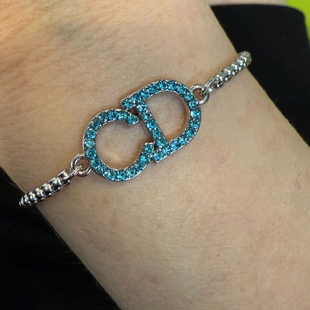 CD Blue Crystal Silver Bracelet